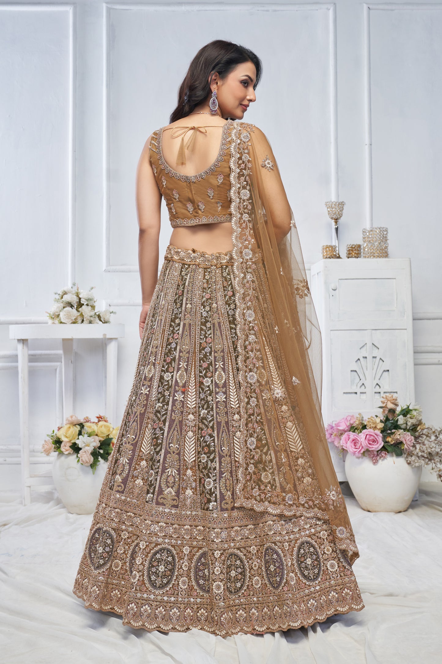 Attractive brown pink lehenga