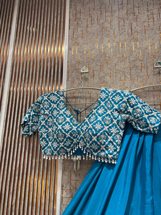 Gorgeous Blue crop Top Lehenga