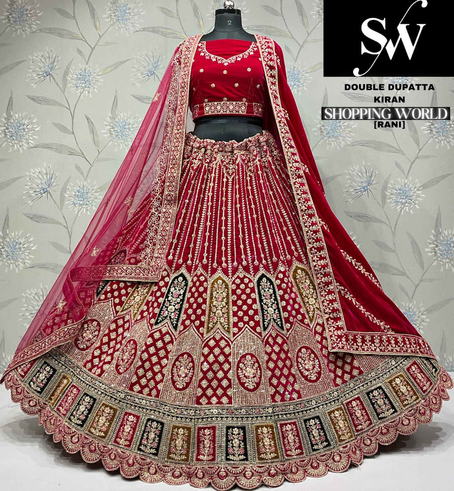 Cute light maroon Velvet bridal Lehenga
