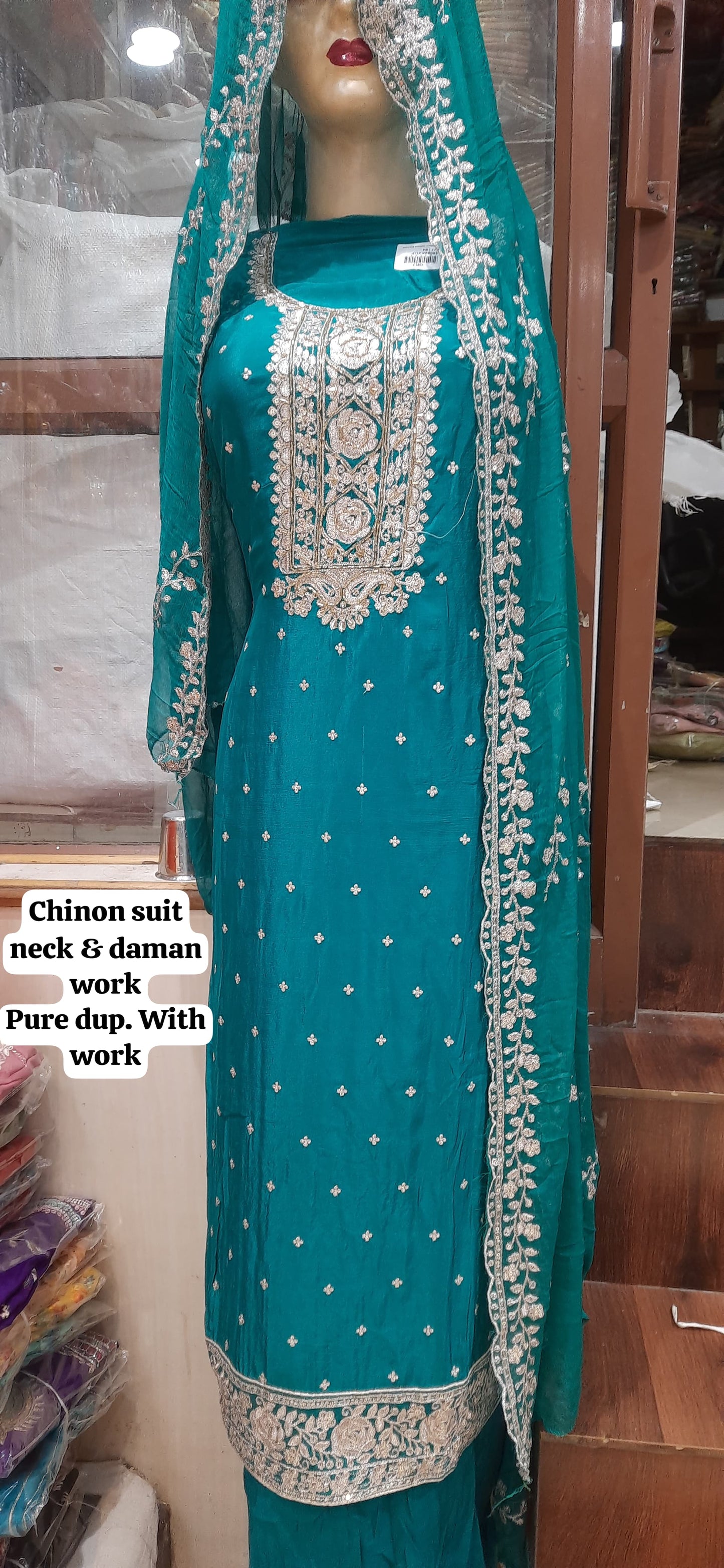 Stunning Aqua blue women's unstitched Salwar suits dress material (free size)
