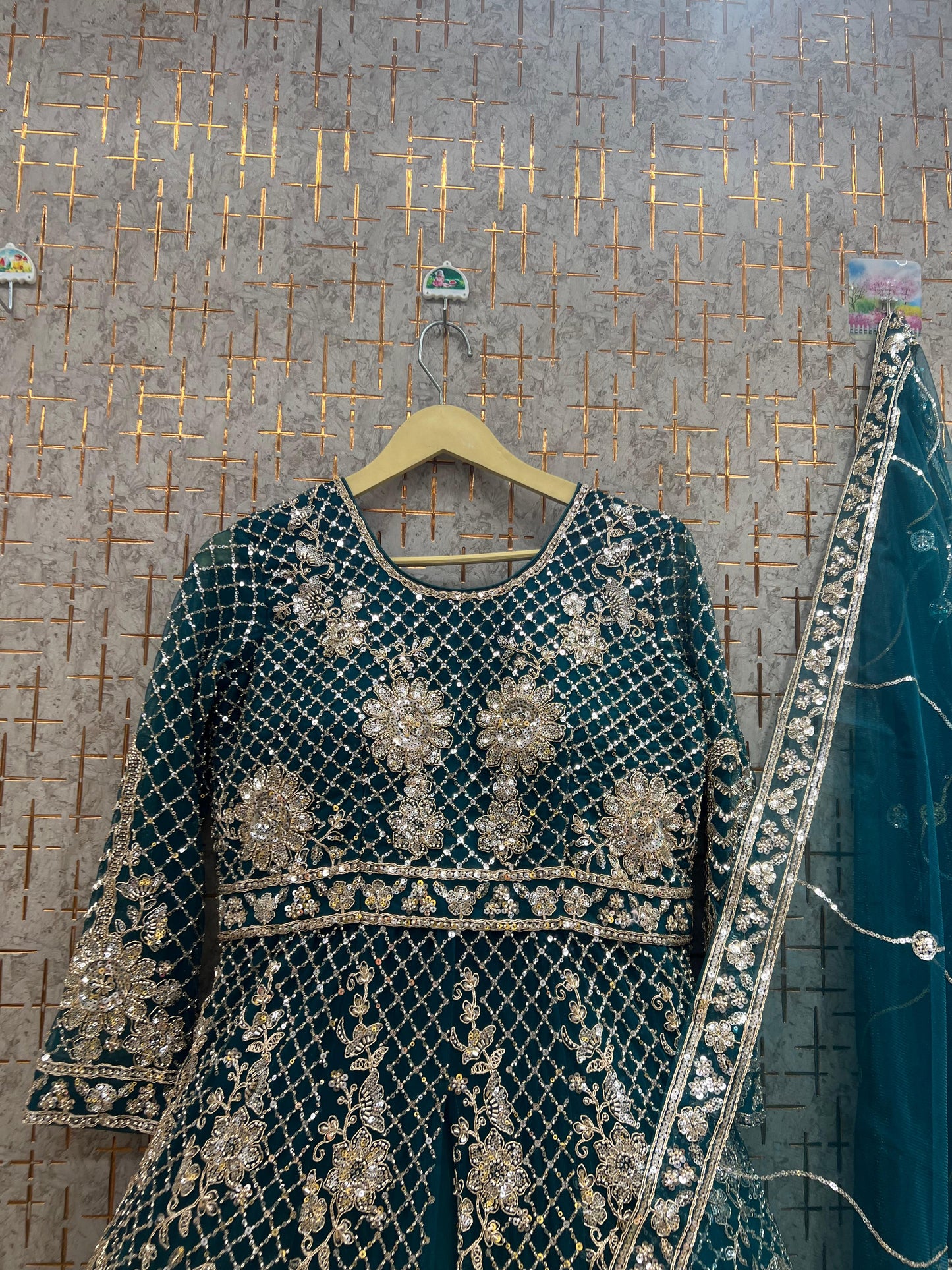 Blue Farshi garara muslim Bride Long Indo Dress