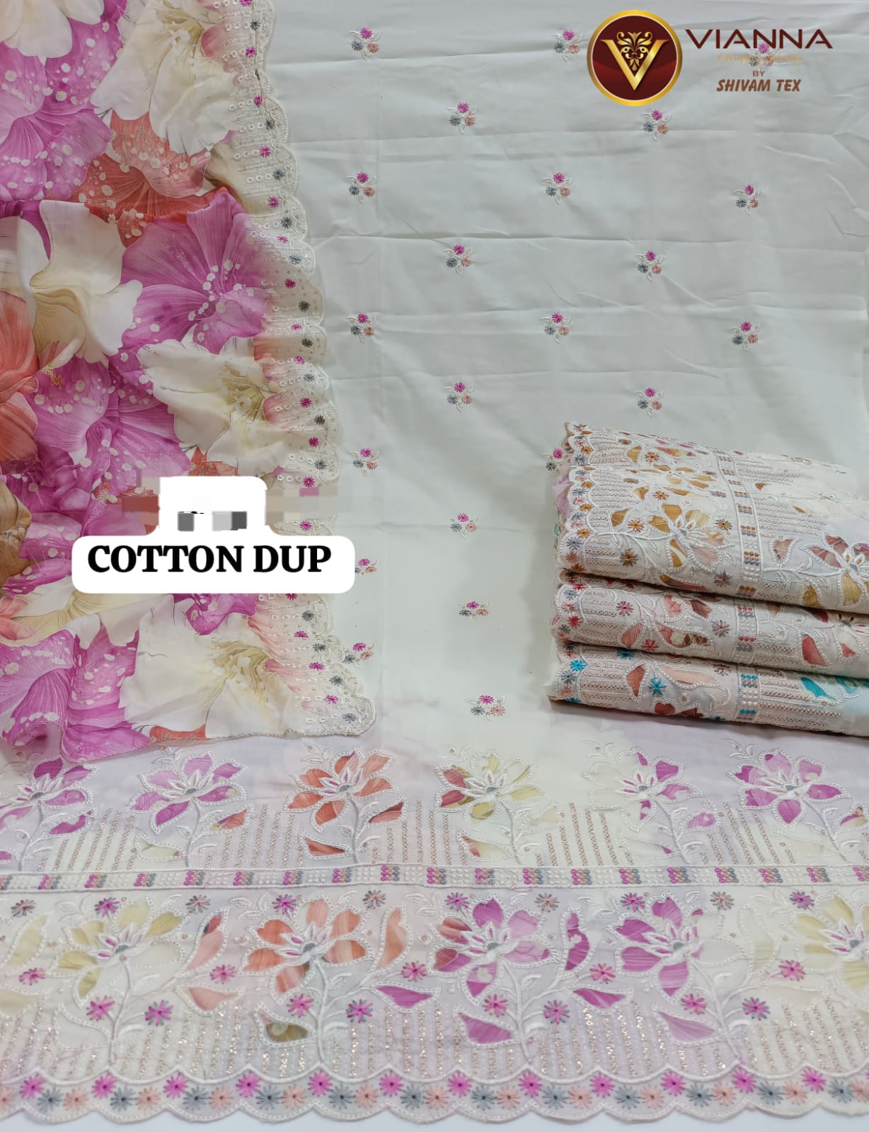 Khoobsurat white salwar suit dress material(free size)