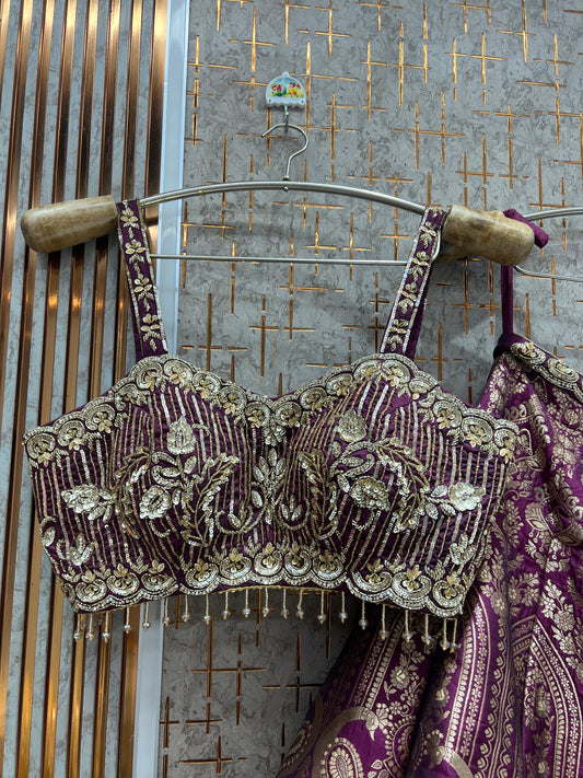 Awesome purple peacock Crop Top Lehenga