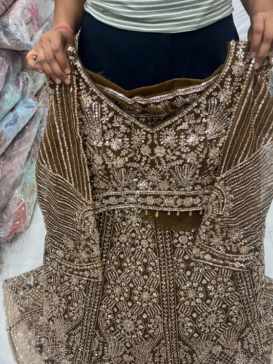 Brown Crop Top Lehenga