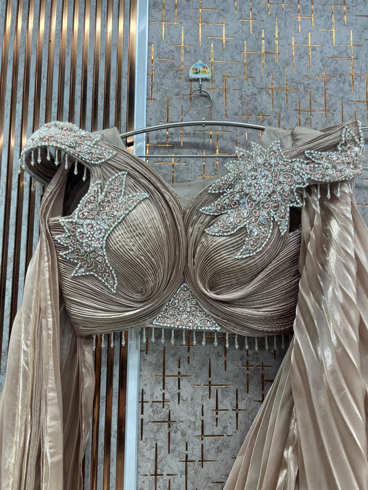 Peach Crop Top Lehenga - Shopping World