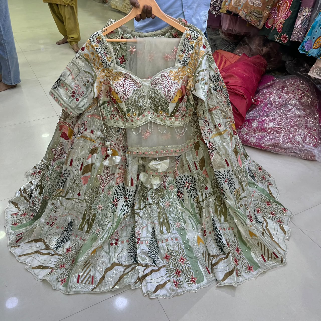 Green Crop Top Lehenga