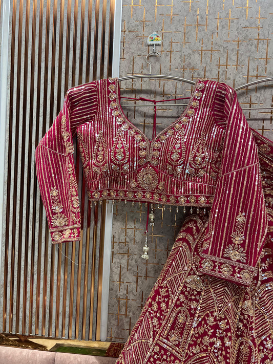 Hot Pink Crop Top Lehenga