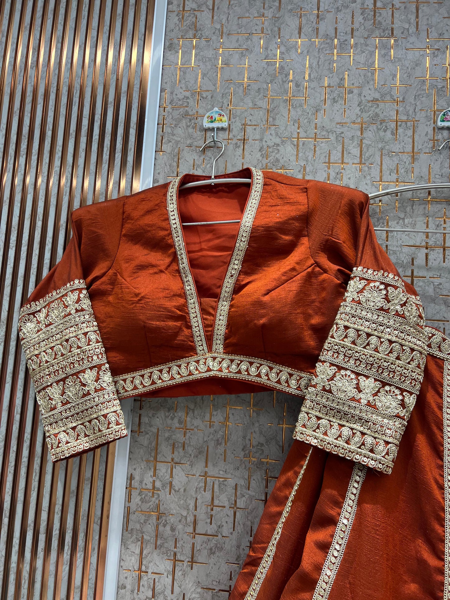 Designer Blue crop Top Lehenga