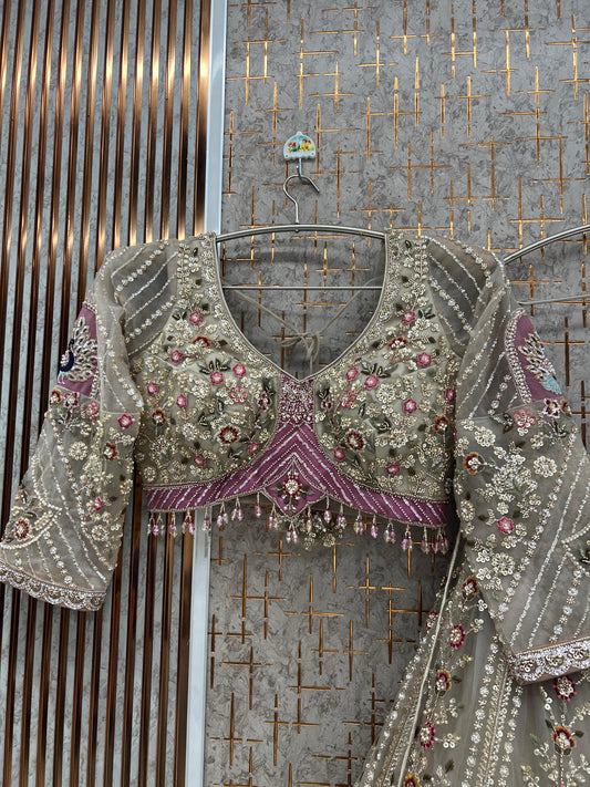 White Green pdp Crop Top Lehenga