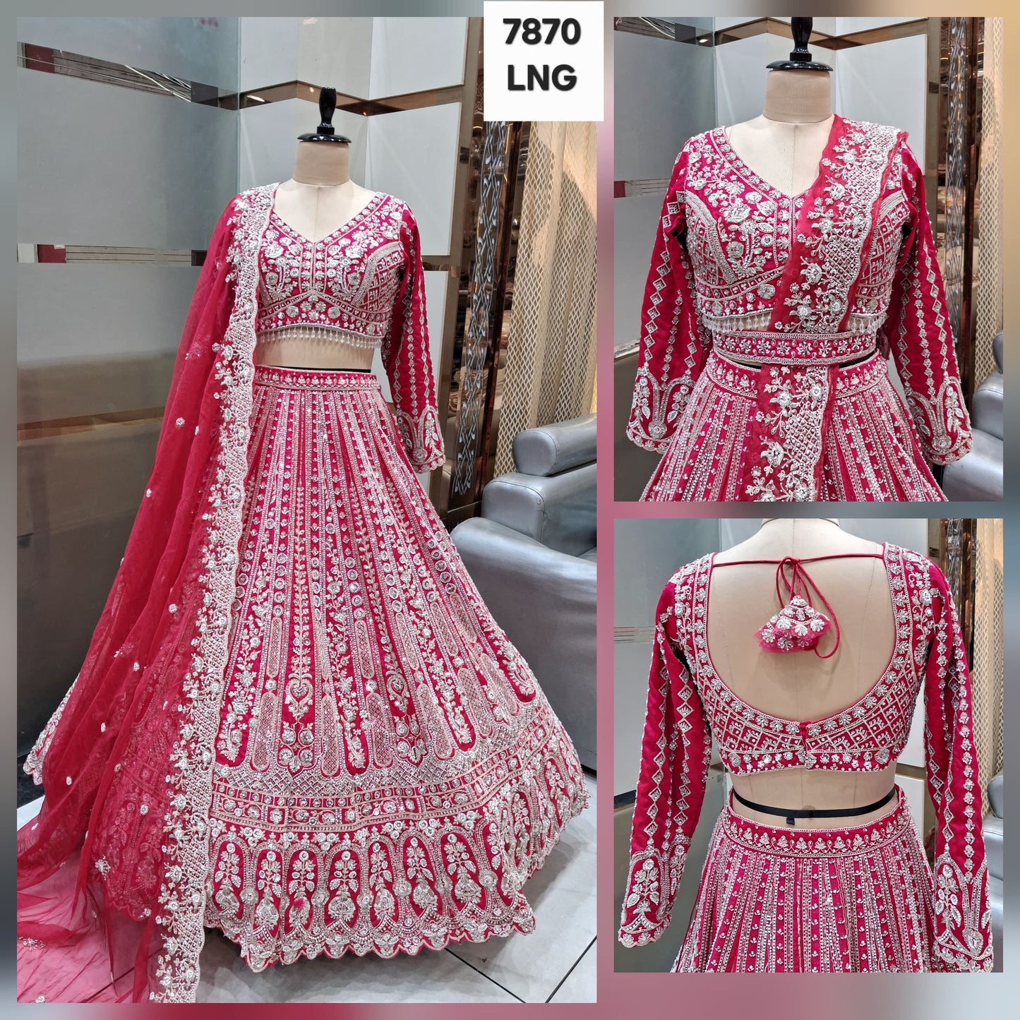 Orange Peach Crop Top Lehenga