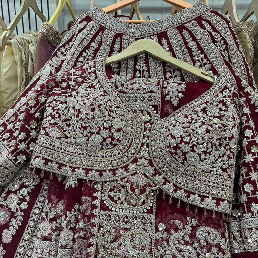 Maroon Crop Top Lehenga