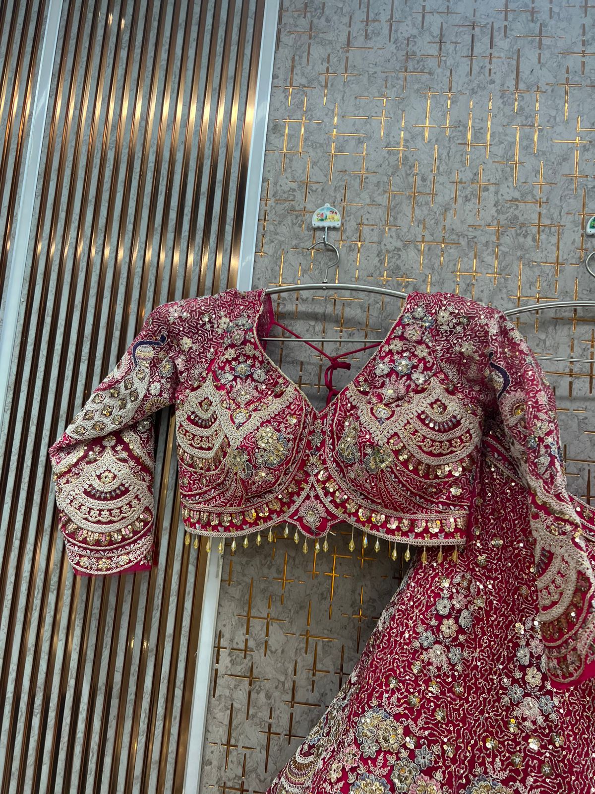 Light pink peacock Crop top Lehenga