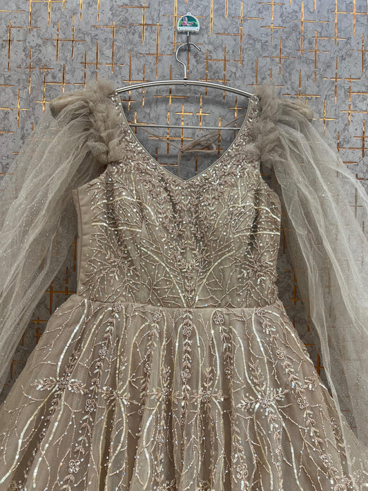 Peach Heavy Handwork Gown