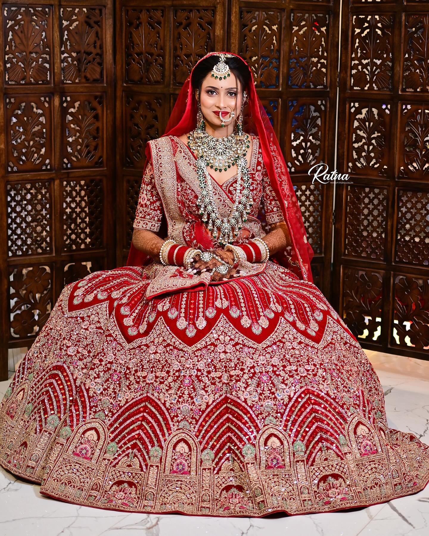 Heavy jhumka red rani pink maroon ball bridal lehenga