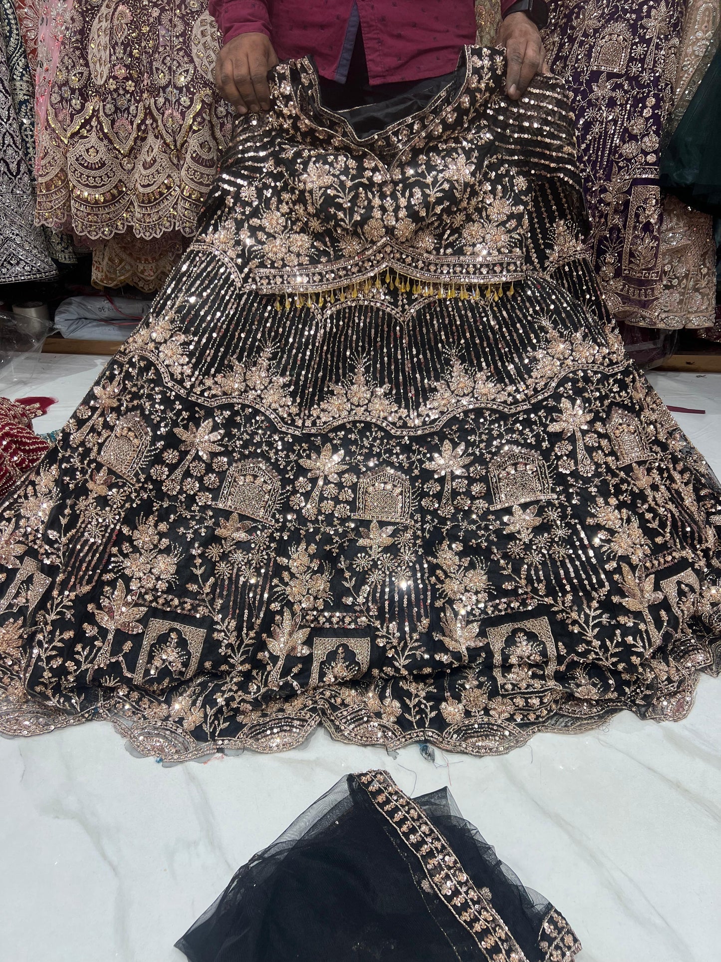 Sky Blue Crop Top Lehenga - Shopping World