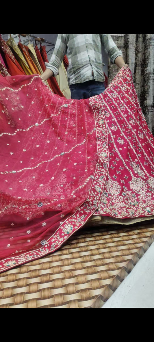 Magenta Pink Handwork Lehenga
