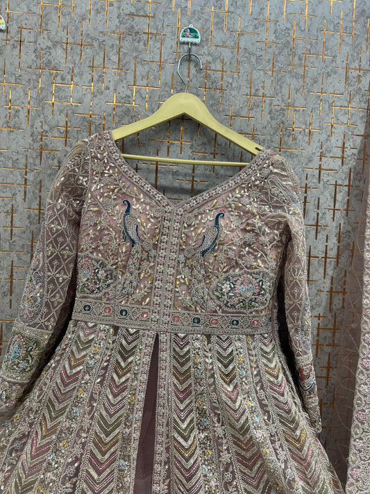 Pink long peplum Dress Farshi Gaharara Dress Special - Shopping World