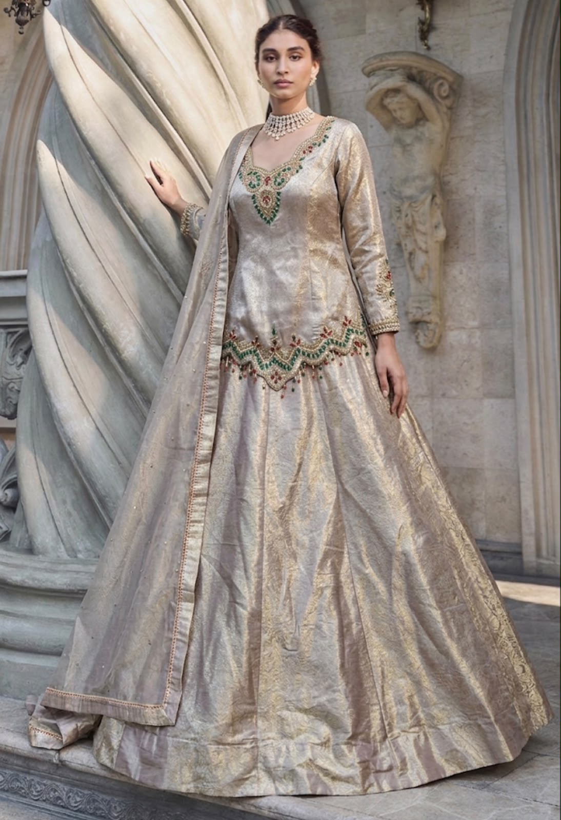 Golden long Crop Top Lehenga – Shopping World