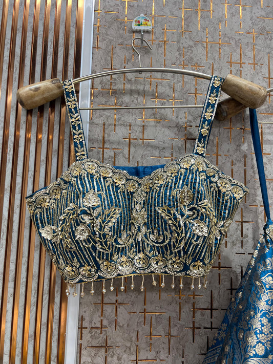 Amazing Blue peacock Crop Top Lehenga