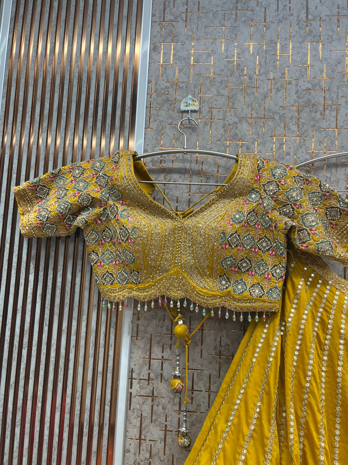 Green Haldi Mehendi Crop top Lehenga