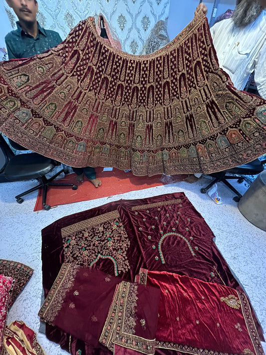 Maroon bridal lehenga