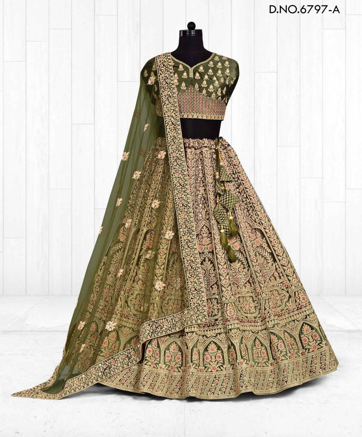 Something different green velvet lehenga