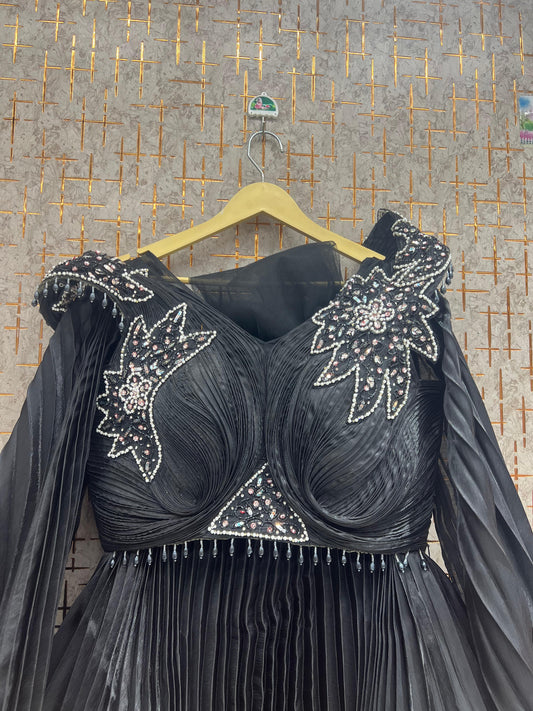 Peach Crop Top Lehenga - Shopping World