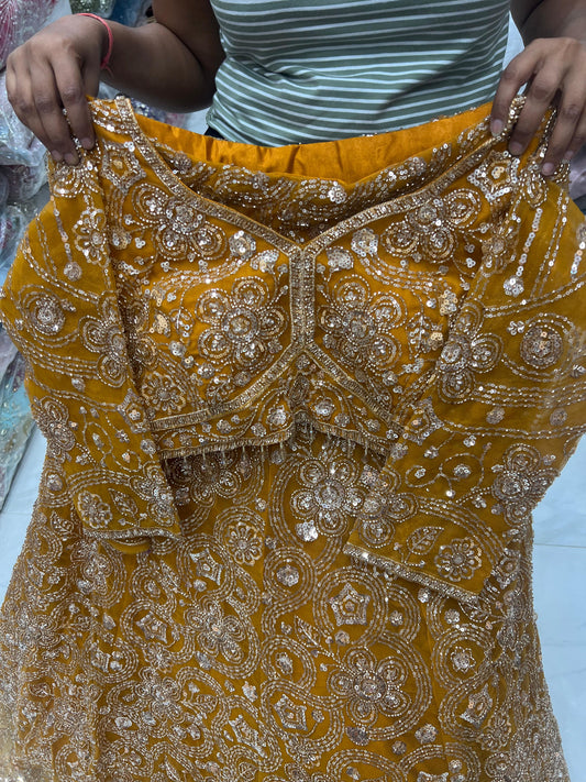 Mustard Crop Top Lehenga