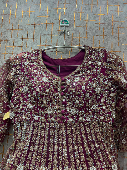 Purple long Dress Farshi Garara Dress Special