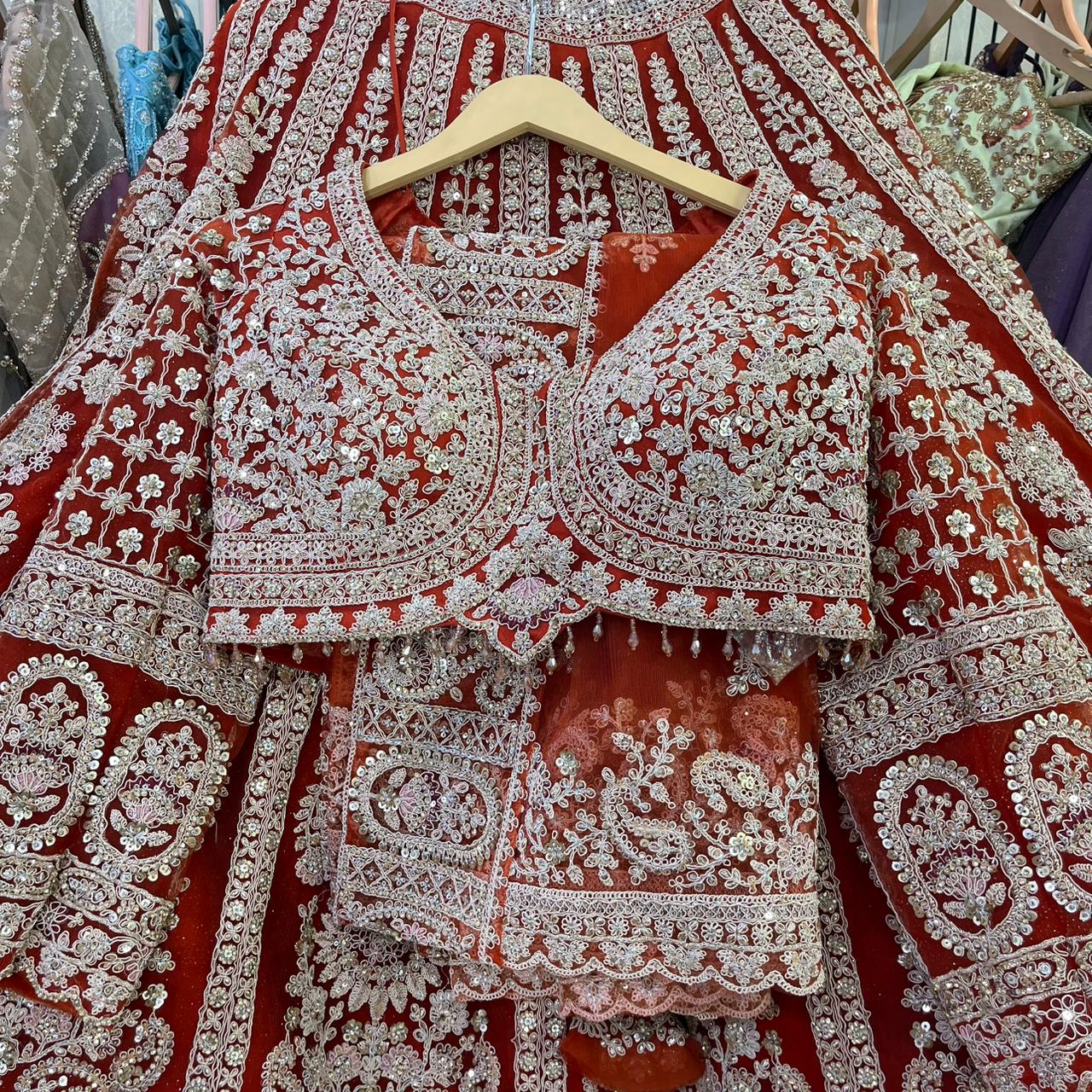 Rust Orange Crop Top Lehenga