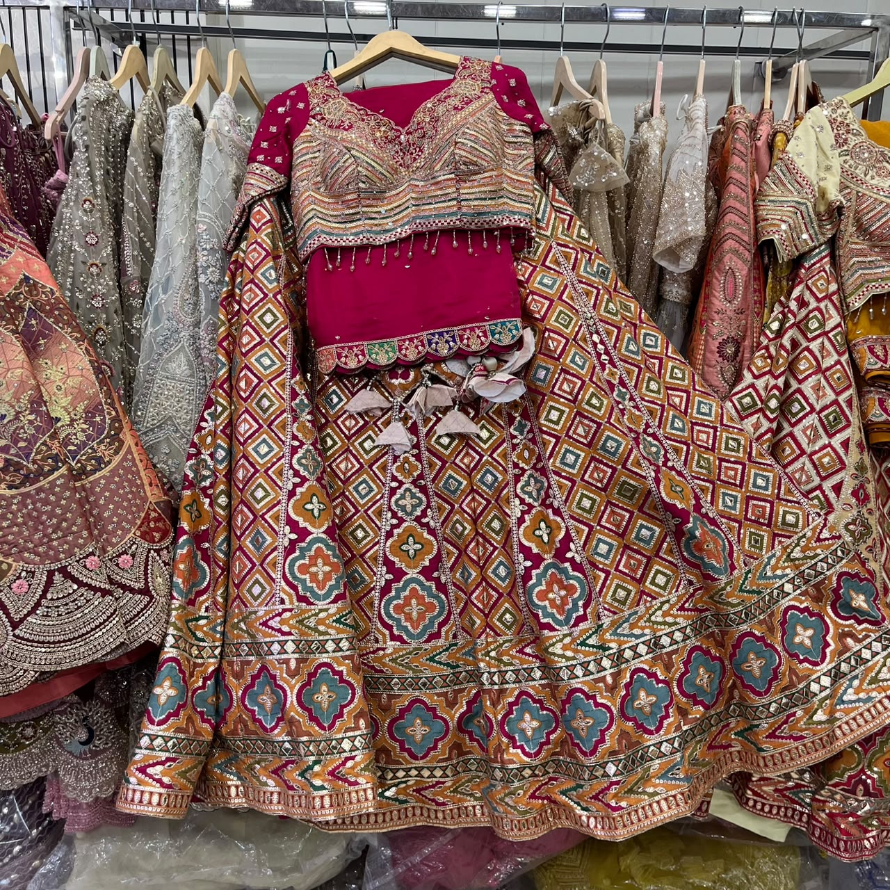 Hot Pink Crop Top Lehenga