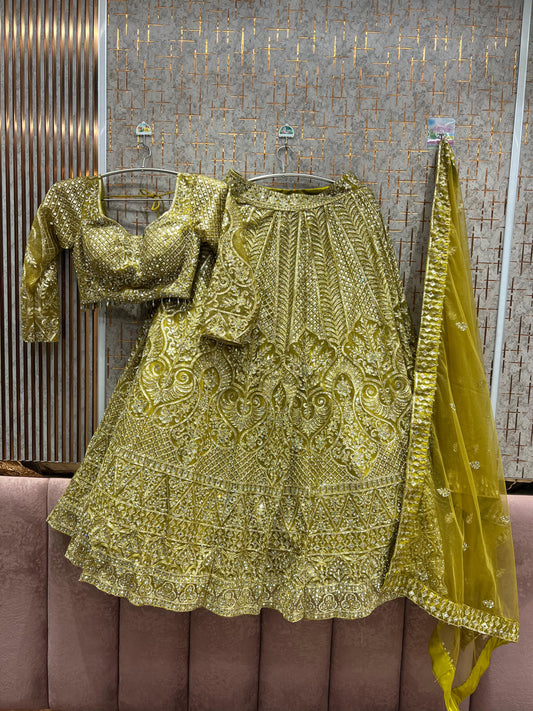 रस्ट ऑरेंज क्रॉप टॉप लहंगा