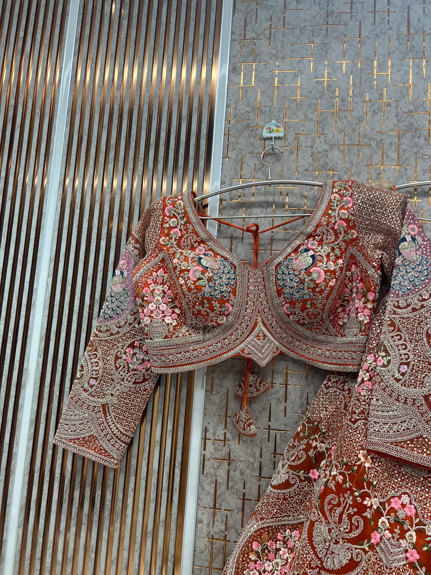 Lilac Peacock Crop Top Lehenga