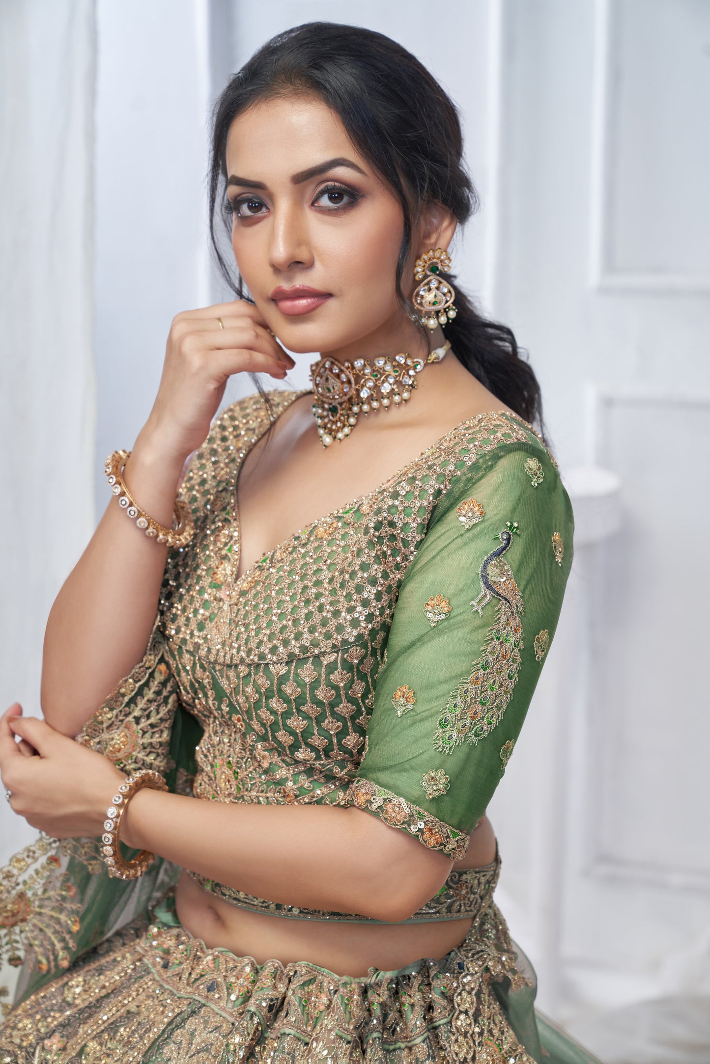 Astonishing pista green lehenga
