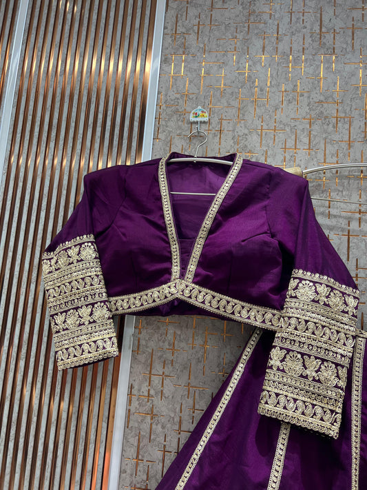 Tremendous Purple crop Top Lehenga