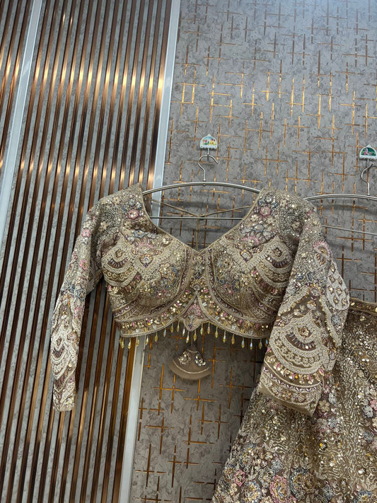 Golden peacock Crop top Lehenga