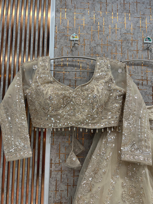 White Crop Top Lehenga