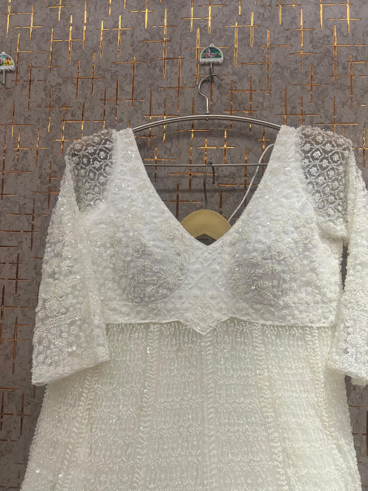 White long peplum Dress Farshi Gaharara Dress Special