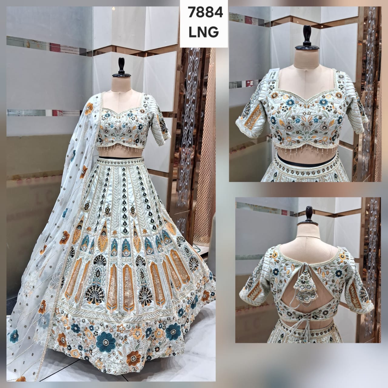 White Crop Top Lehenga