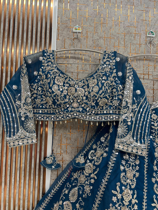 Blue Crop Top Lehenga