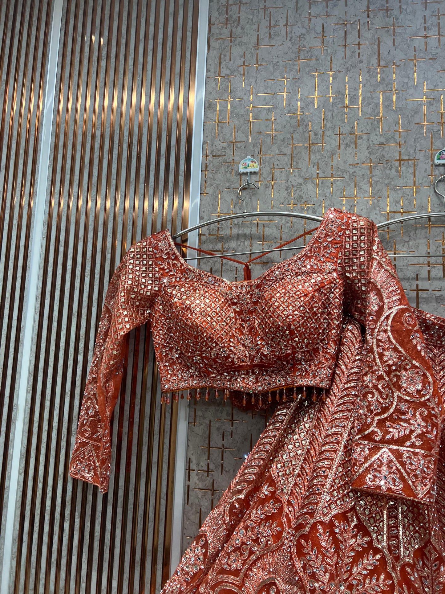 Rust Orange Crop Top Lehenga