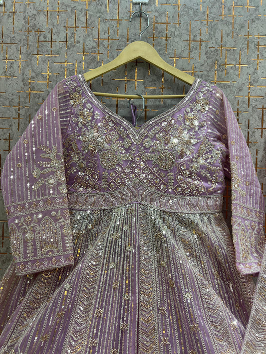 Onion pink Farshi garara muslim Bride Long Indo Dress