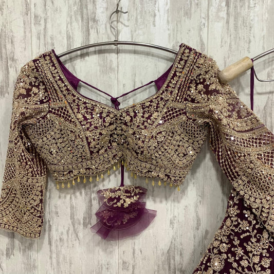 Amazing maroon crop top Lehenga