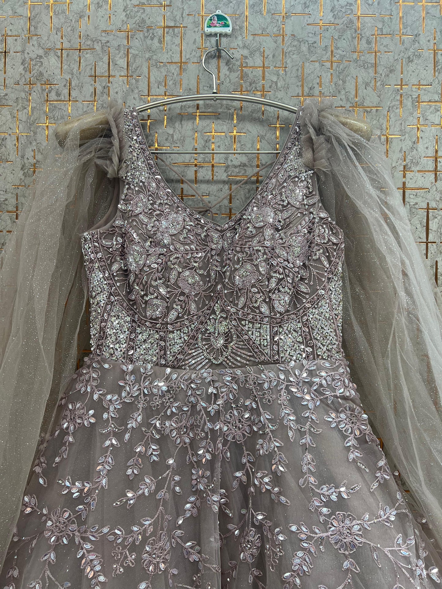 Purple Heavy Handwork Gown