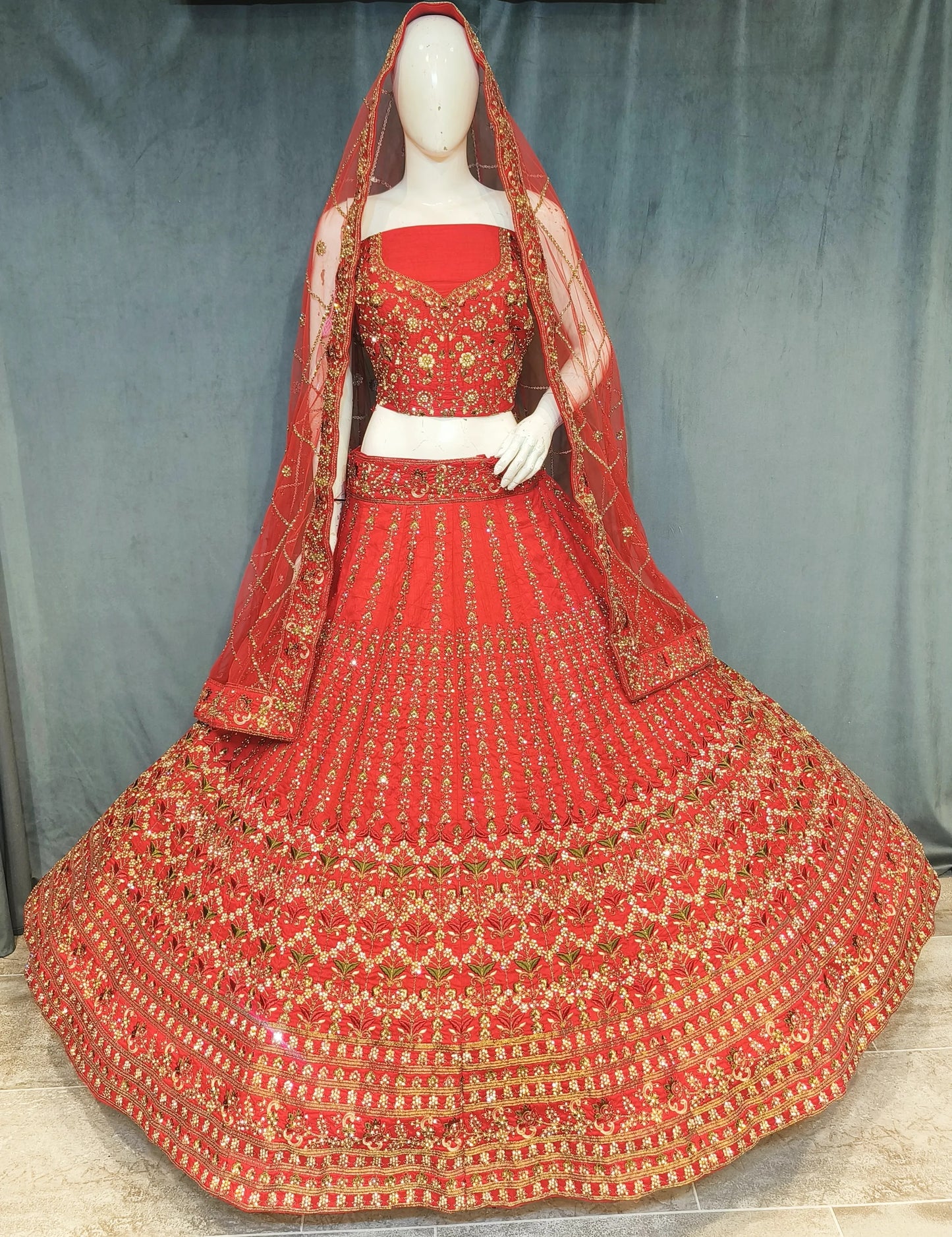 Tremendous Sabya Designer red bridal lehenga