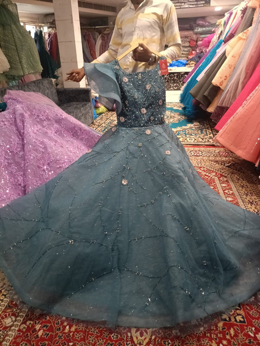 Stunning black big flare gown Party Wear