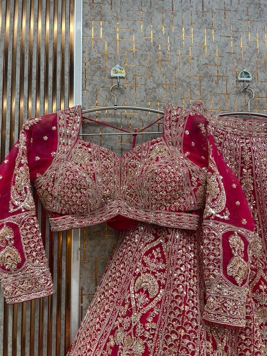 Hot Pink Crop Top Lehenga