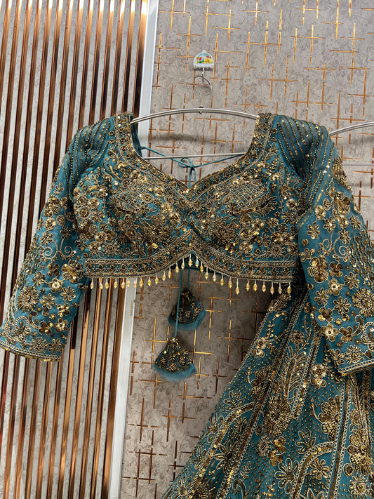Blue Crop Top Lehenga