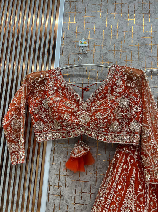 Orange Crop top Lehenga - Shopping World