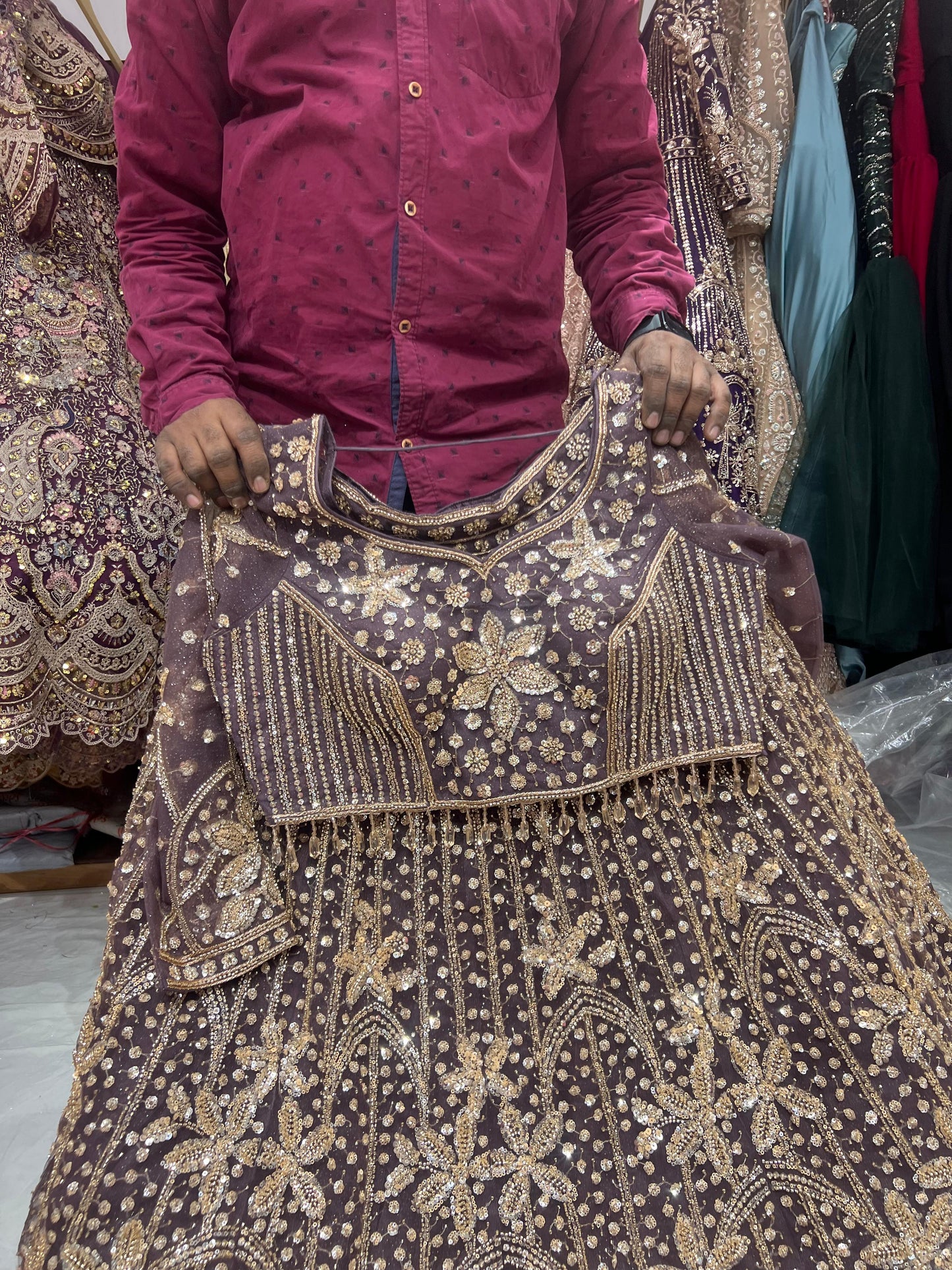 Green Floral Crop Top Lehenga - Shopping World